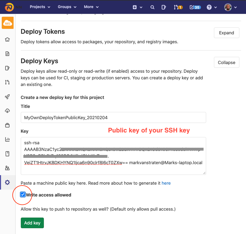 Tagging in Gitlab CI Pipeline using Deploy Keys